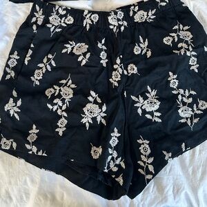 Abercrombie & Fitch High Waist Black Floral Shorts